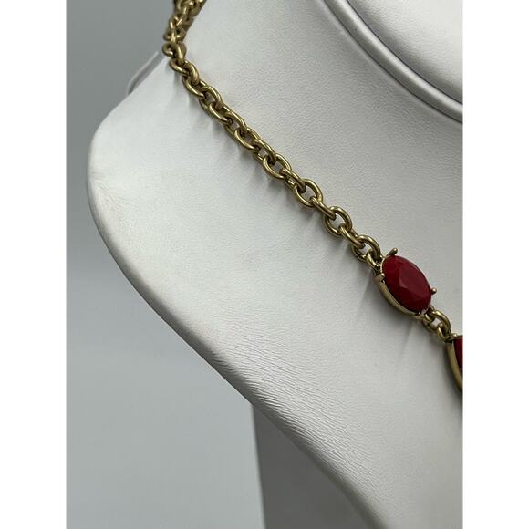 The Delta Box Red Purple Rhinestone Floral Statement Necklace Costume Jewelry - Picture 6 of 8